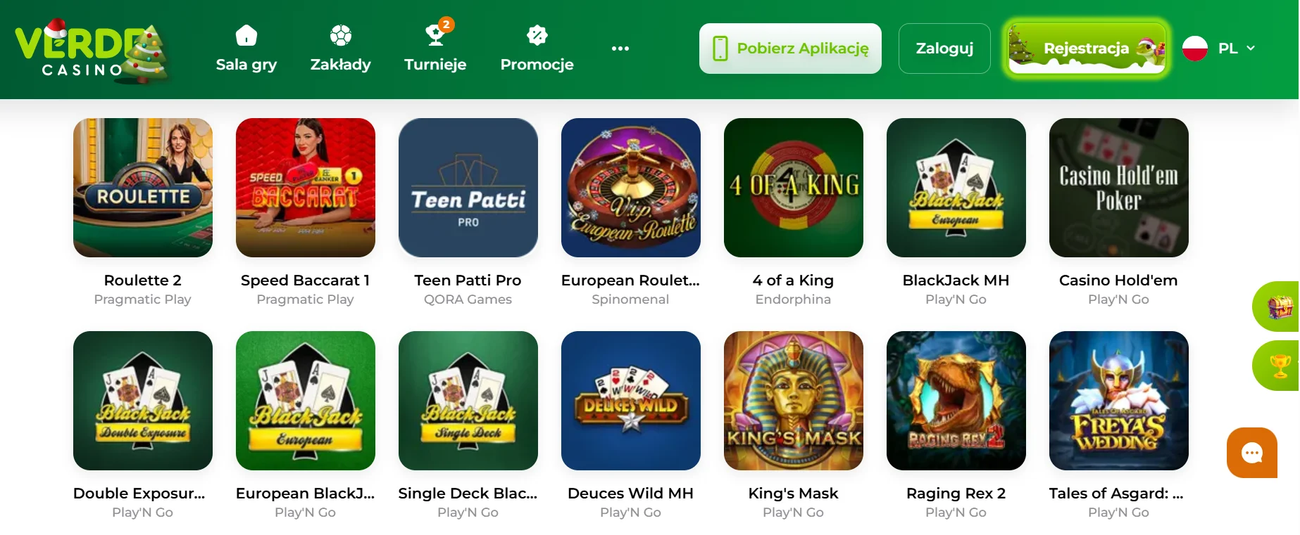 Verde Casino - asortyment gier planszowych